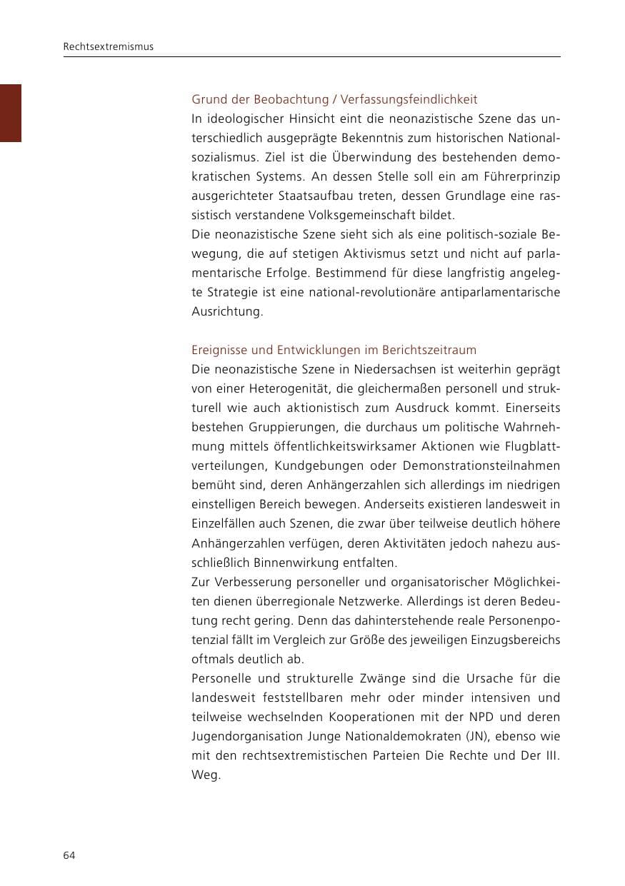 Seite 66 des Verfassungsschutzbericht 2015 Niedersachsen