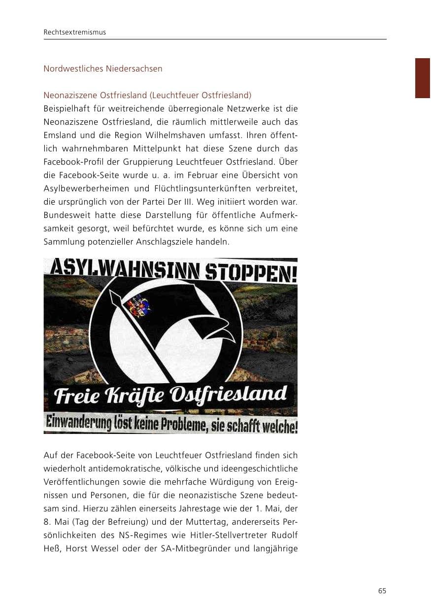 Seite 67 des Verfassungsschutzbericht 2015 Niedersachsen