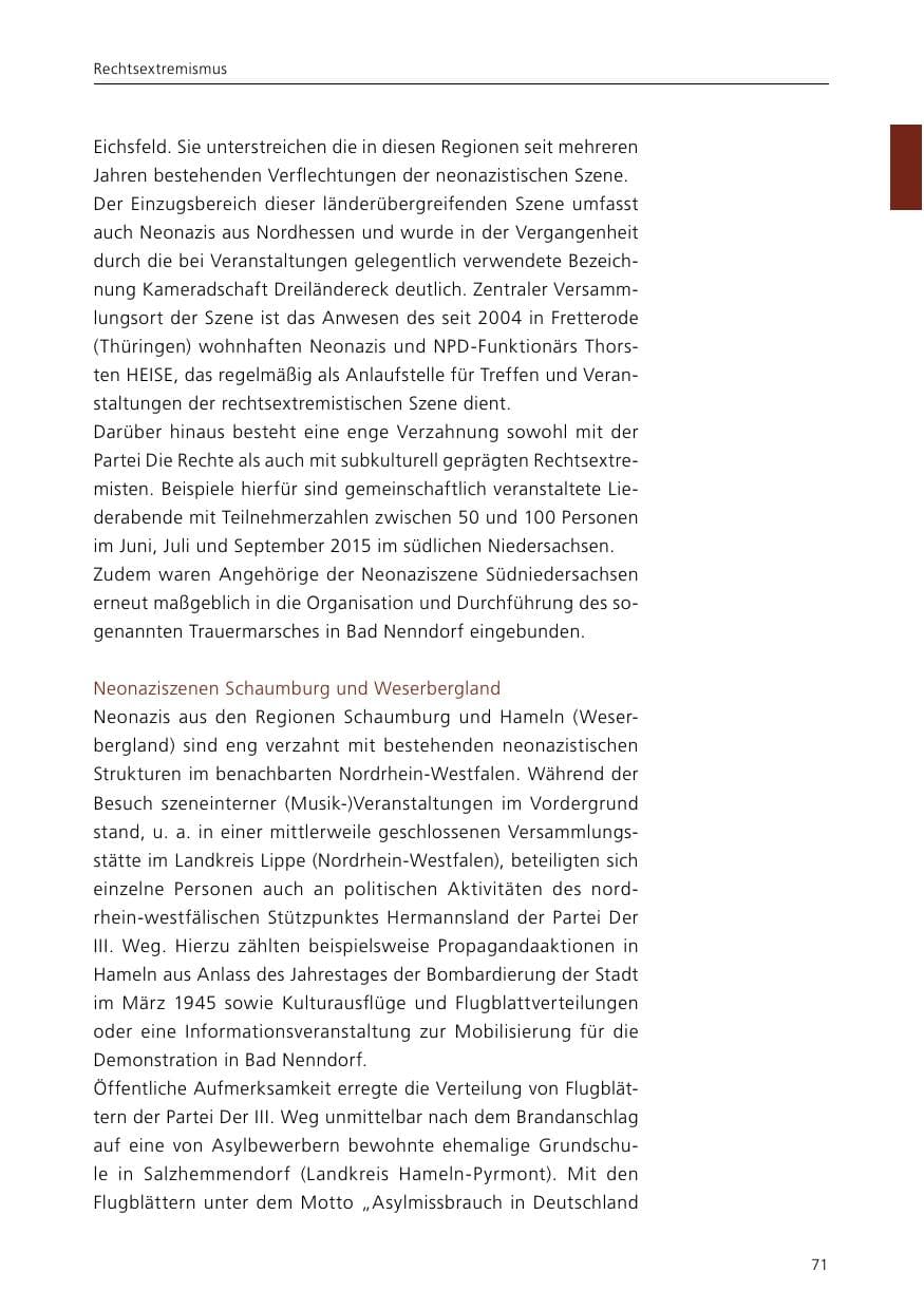 Seite 73 des Verfassungsschutzbericht 2015 Niedersachsen
