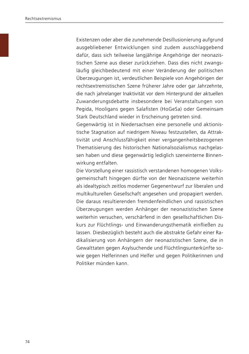 Seite 76 des Verfassungsschutzbericht 2015 Niedersachsen
