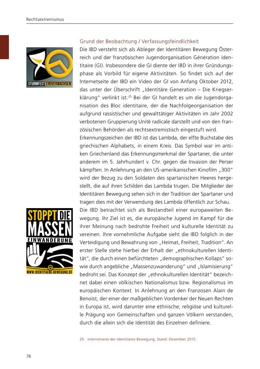Seite 78 des Verfassungsschutzbericht 2015 Niedersachsen