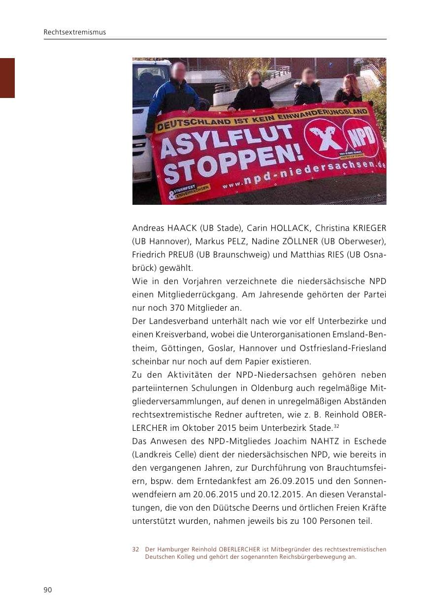 Seite 92 des Verfassungsschutzbericht 2015 Niedersachsen