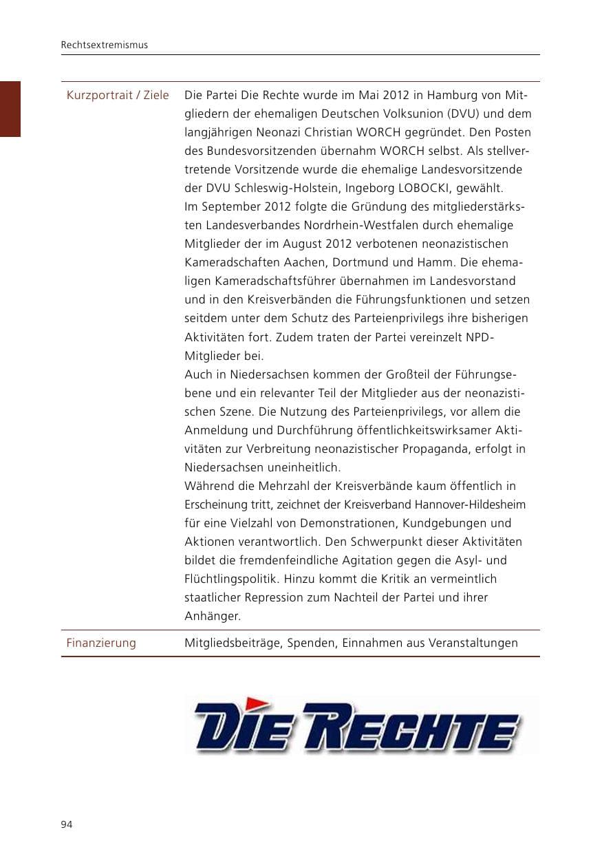 Seite 96 des Verfassungsschutzbericht 2015 Niedersachsen