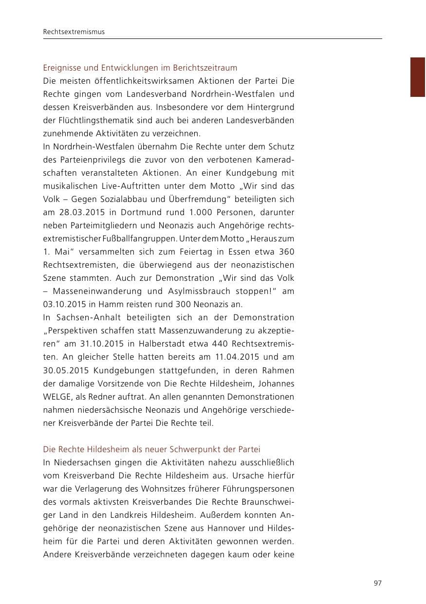 Seite 99 des Verfassungsschutzbericht 2015 Niedersachsen