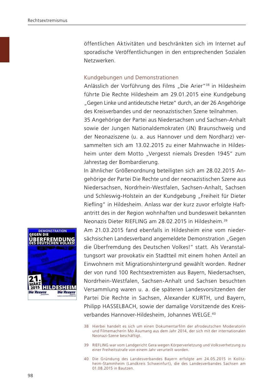 Seite 100 des Verfassungsschutzbericht 2015 Niedersachsen