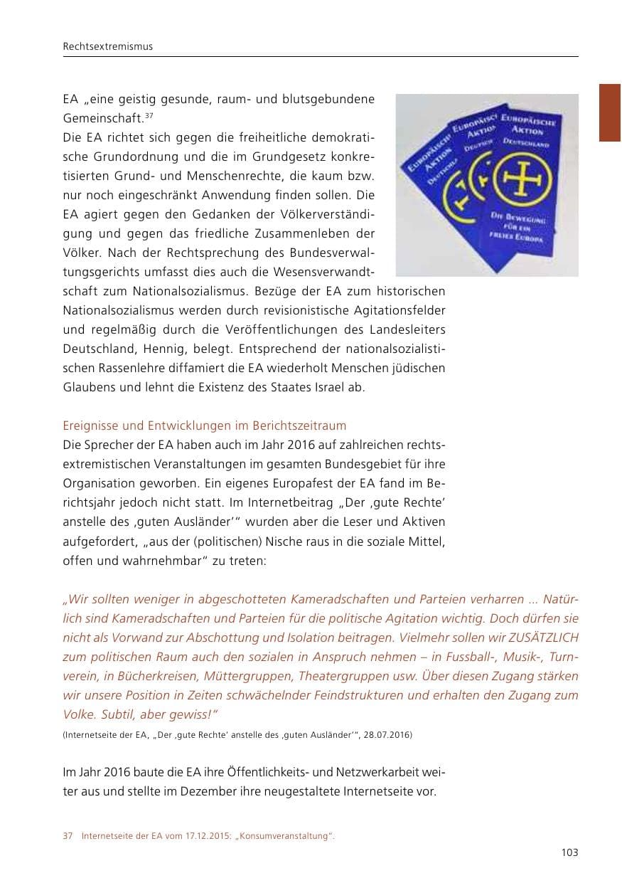 Seite 105 des Verfassungsschutzbericht 2016 Niedersachsen
