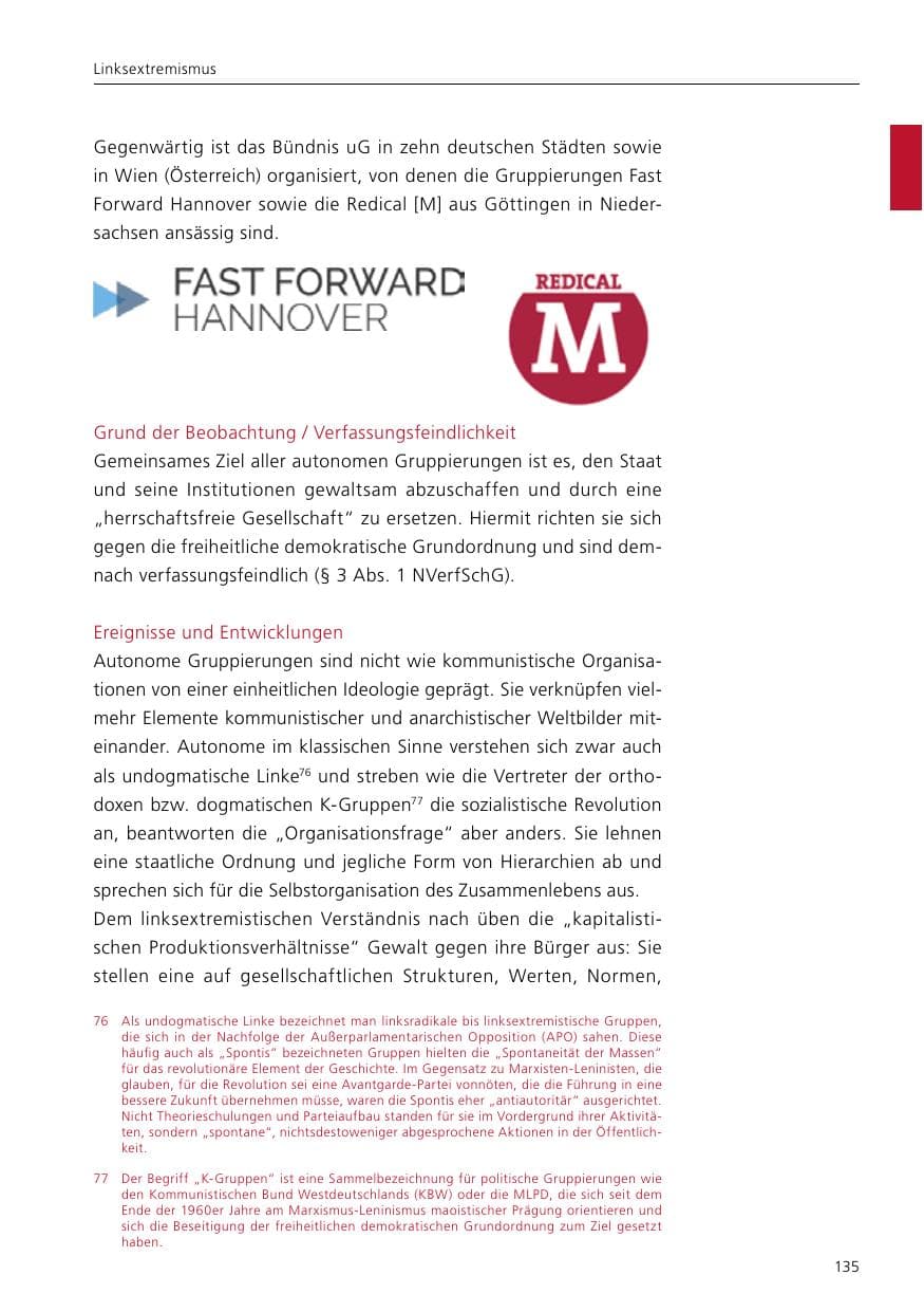 Seite 137 des Verfassungsschutzbericht 2016 Niedersachsen