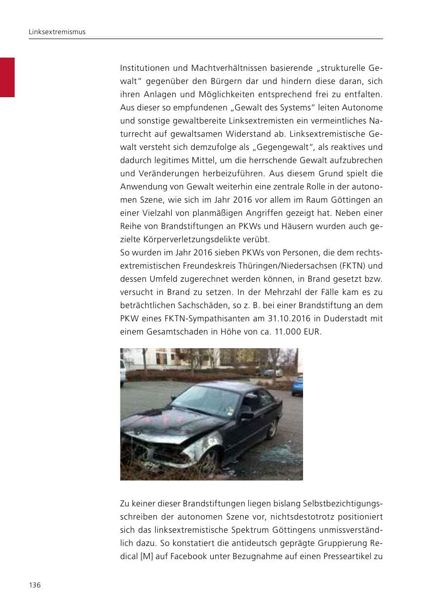Seite 138 des Verfassungsschutzbericht 2016 Niedersachsen