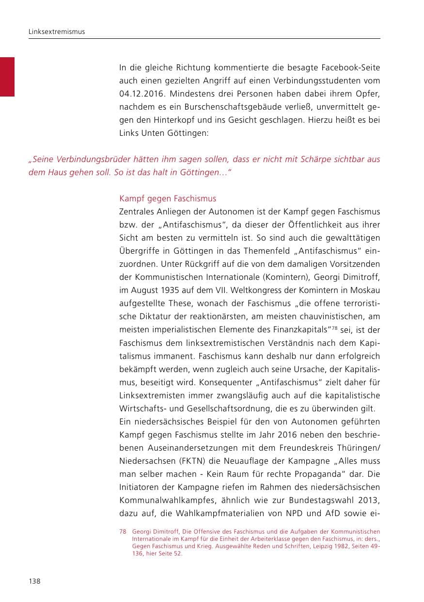 Seite 140 des Verfassungsschutzbericht 2016 Niedersachsen