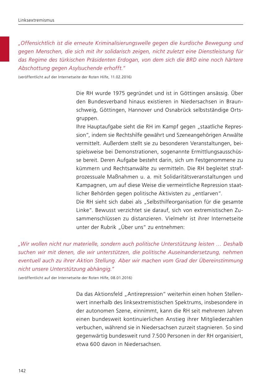 Seite 144 des Verfassungsschutzbericht 2016 Niedersachsen