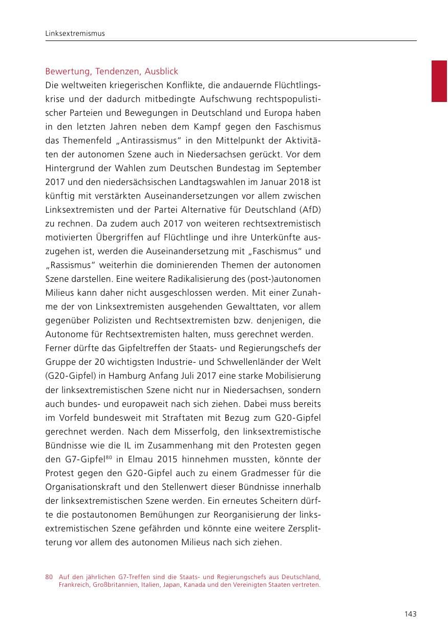 Seite 145 des Verfassungsschutzbericht 2016 Niedersachsen