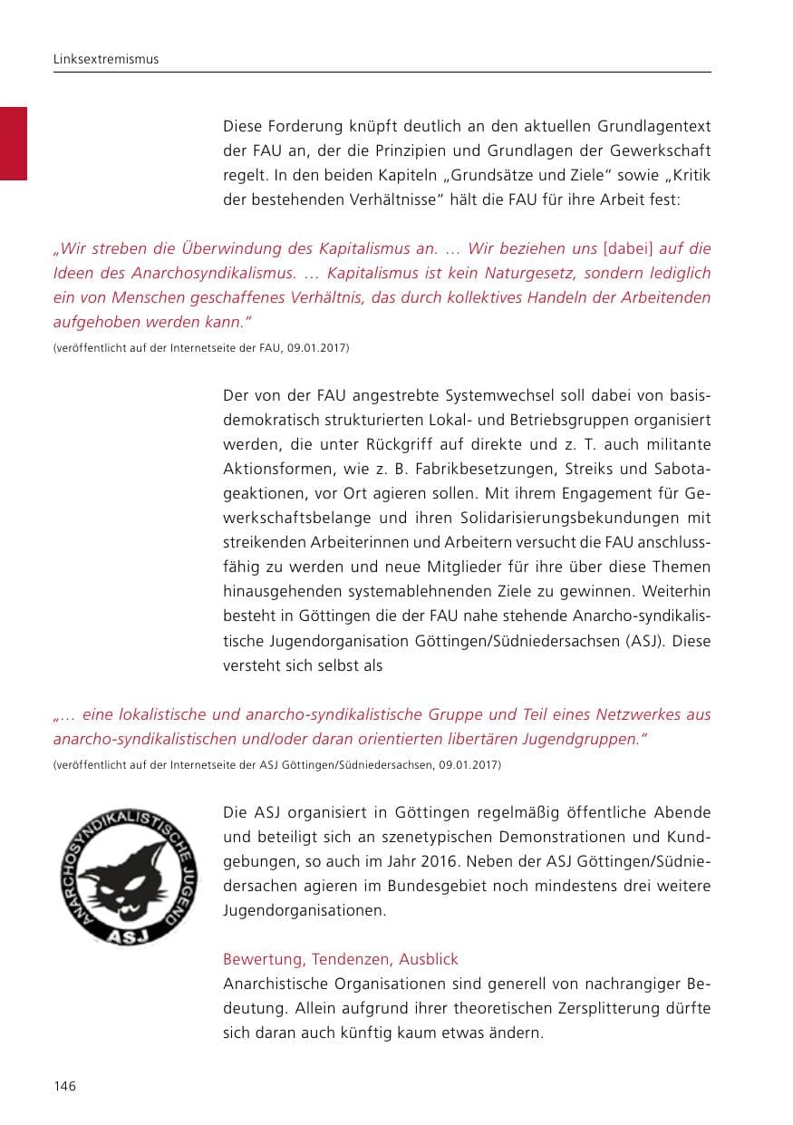 Seite 148 des Verfassungsschutzbericht 2016 Niedersachsen