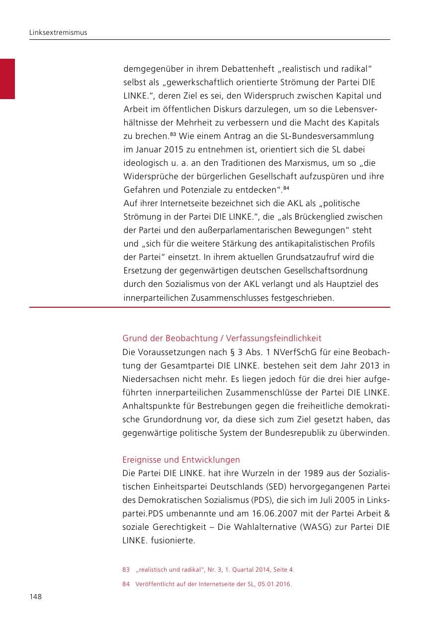 Seite 150 des Verfassungsschutzbericht 2016 Niedersachsen