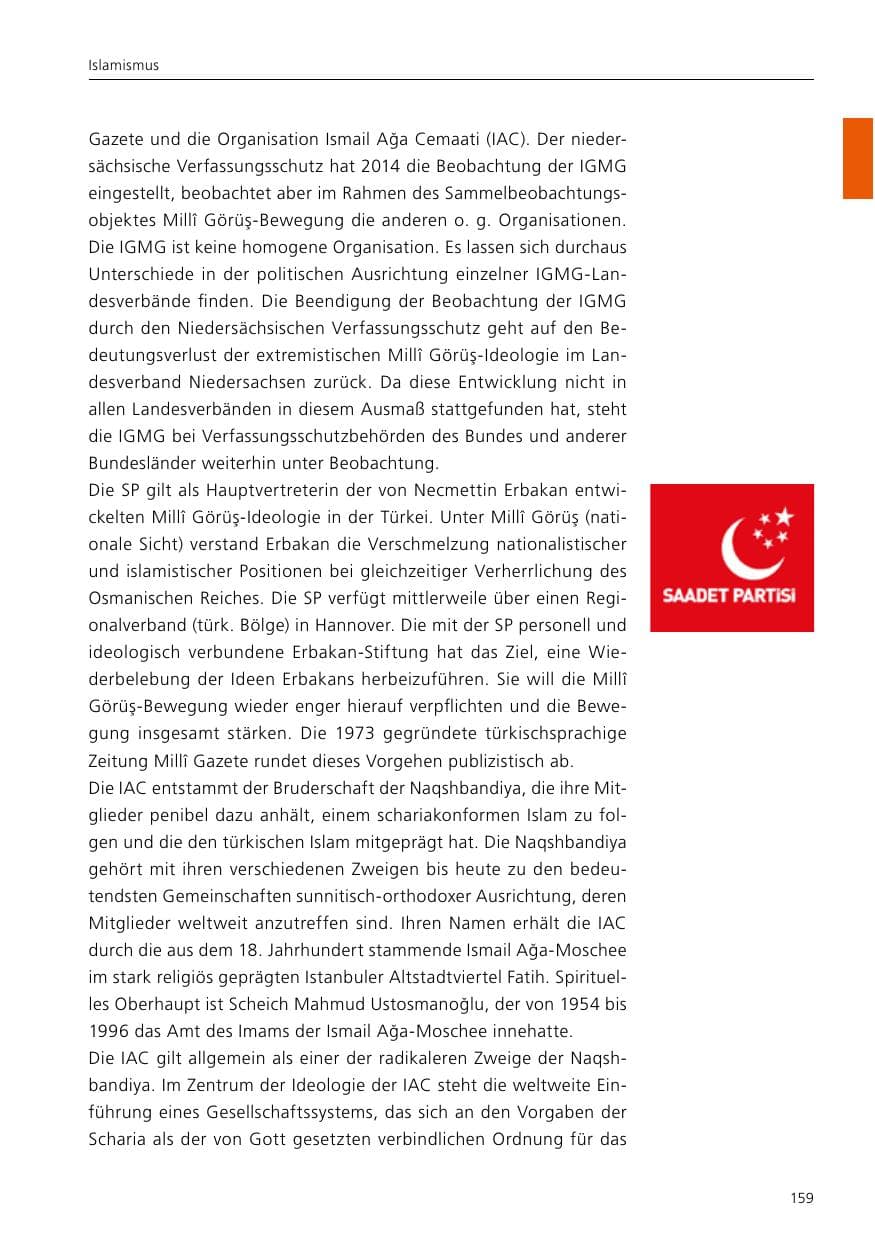 Seite 161 des Verfassungsschutzbericht 2016 Niedersachsen