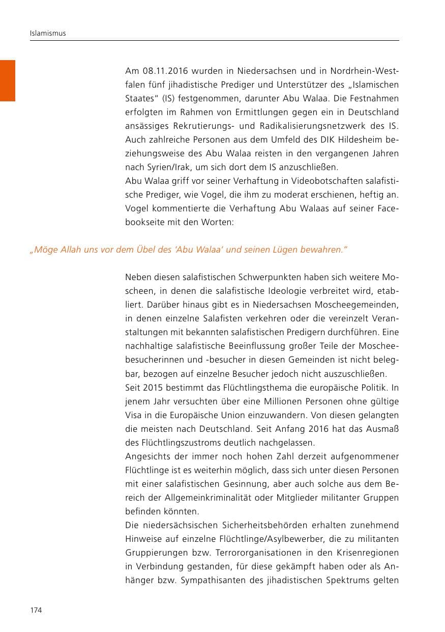 Seite 176 des Verfassungsschutzbericht 2016 Niedersachsen