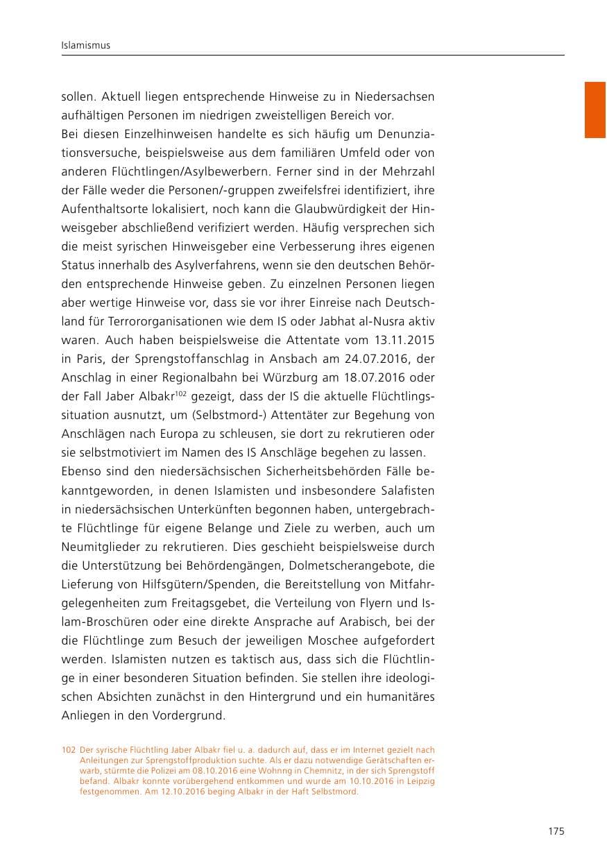 Seite 177 des Verfassungsschutzbericht 2016 Niedersachsen