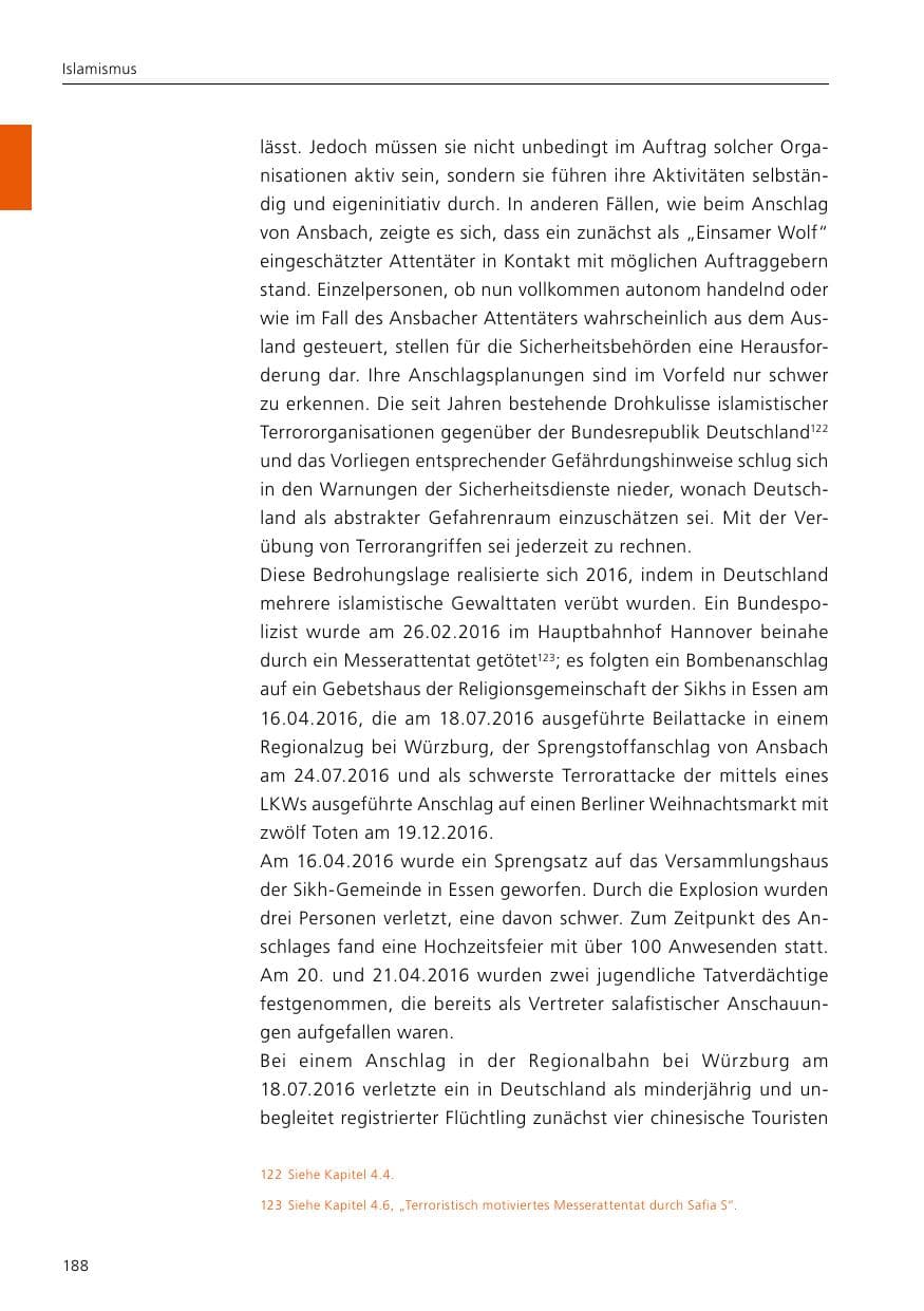Seite 190 des Verfassungsschutzbericht 2016 Niedersachsen