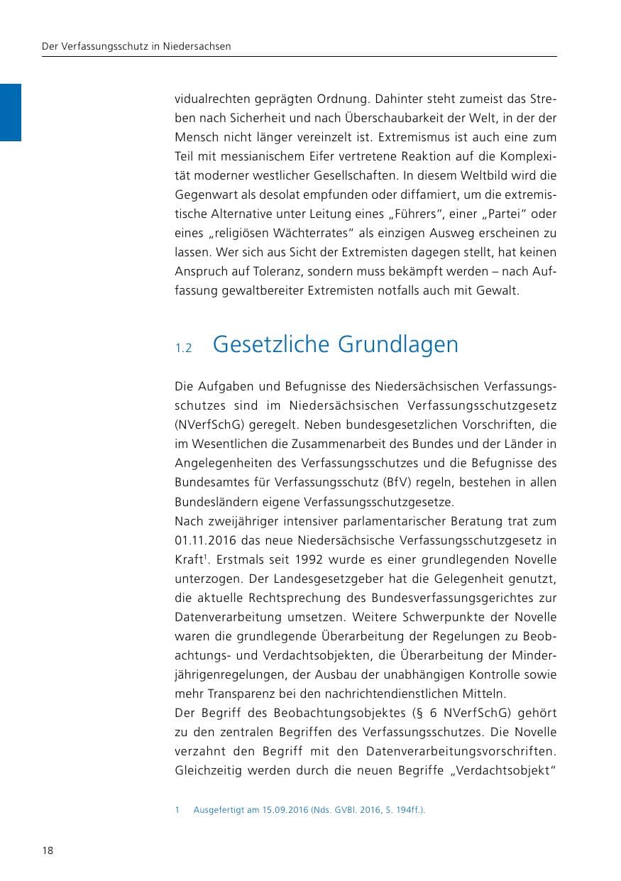Seite 20 des Verfassungsschutzbericht 2016 Niedersachsen