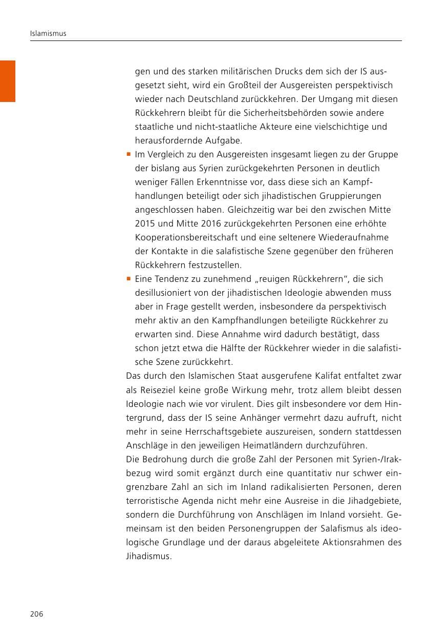 Seite 208 des Verfassungsschutzbericht 2016 Niedersachsen