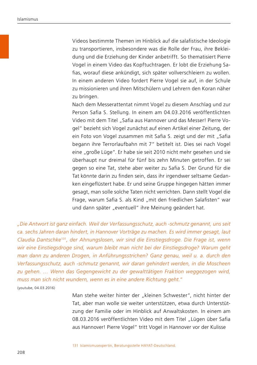Seite 210 des Verfassungsschutzbericht 2016 Niedersachsen