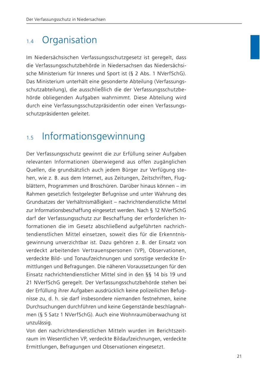 Seite 23 des Verfassungsschutzbericht 2016 Niedersachsen