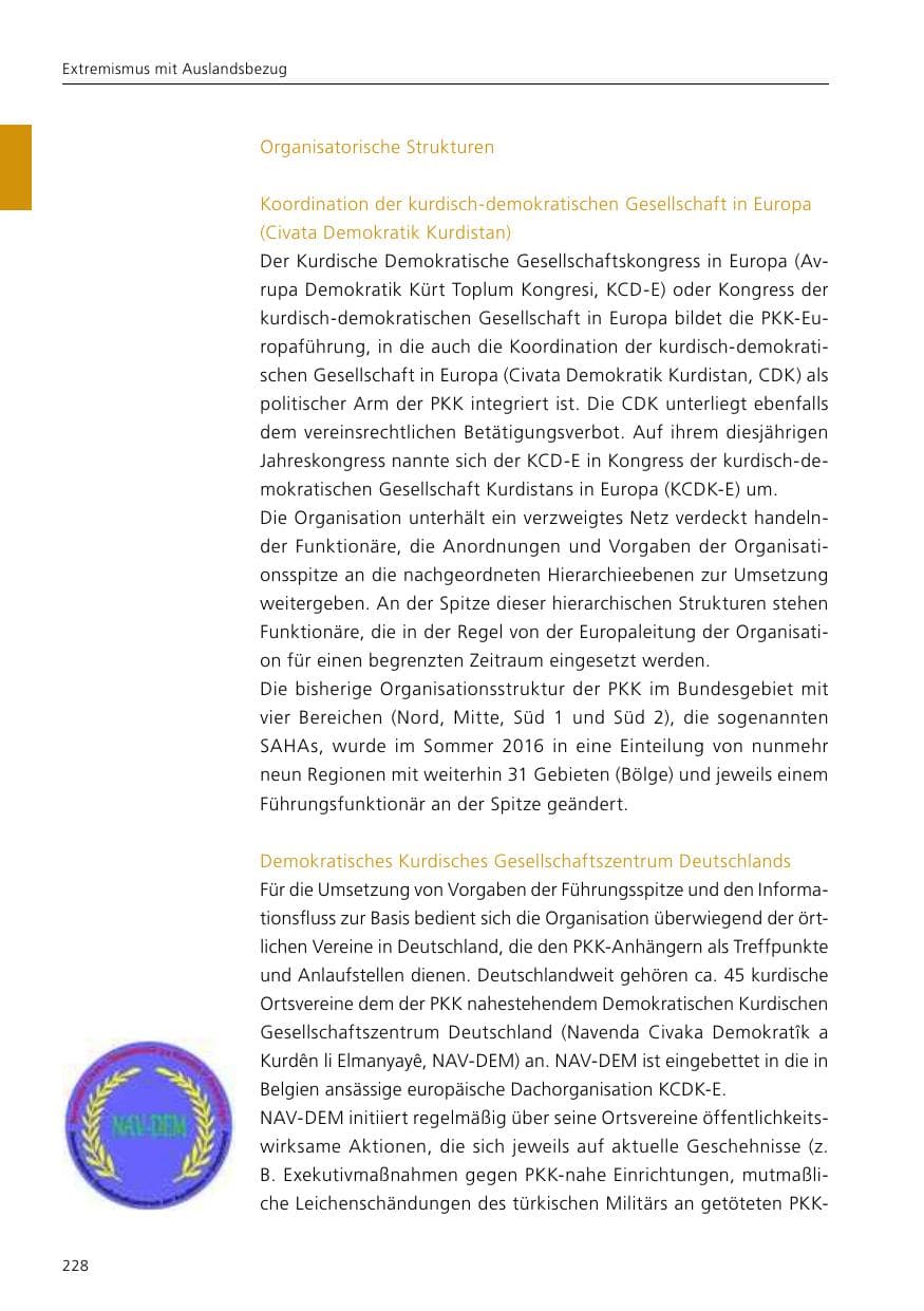 Seite 230 des Verfassungsschutzbericht 2016 Niedersachsen
