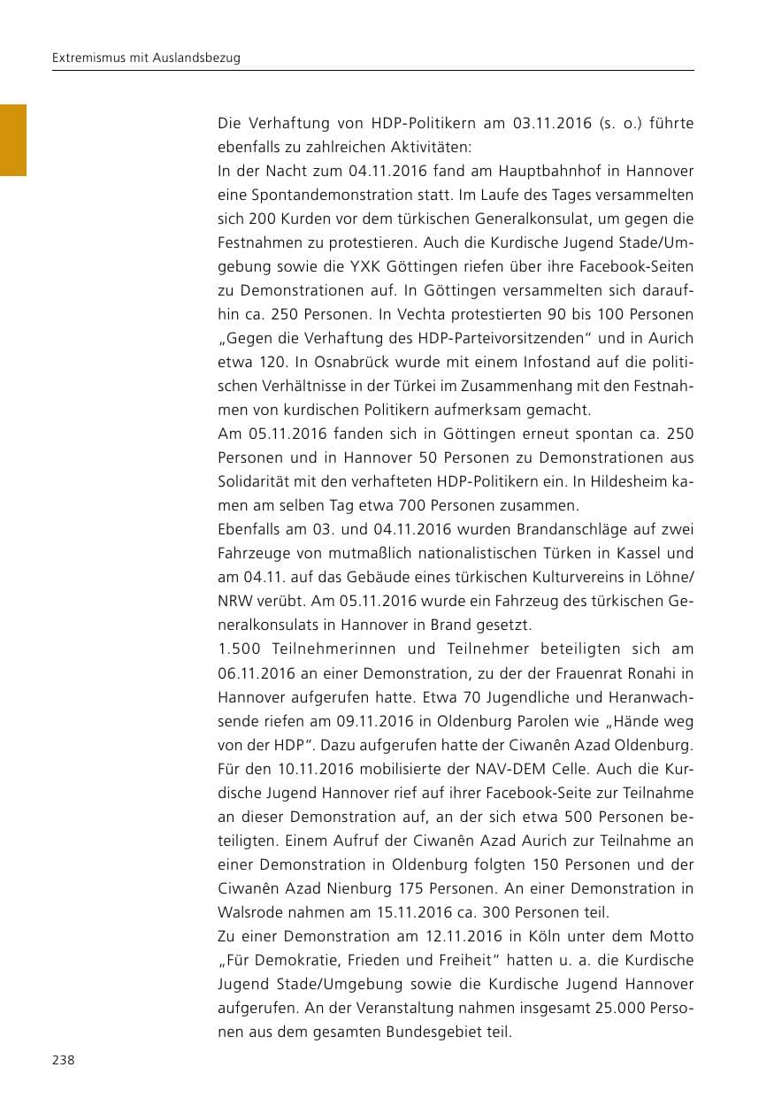 Seite 240 des Verfassungsschutzbericht 2016 Niedersachsen