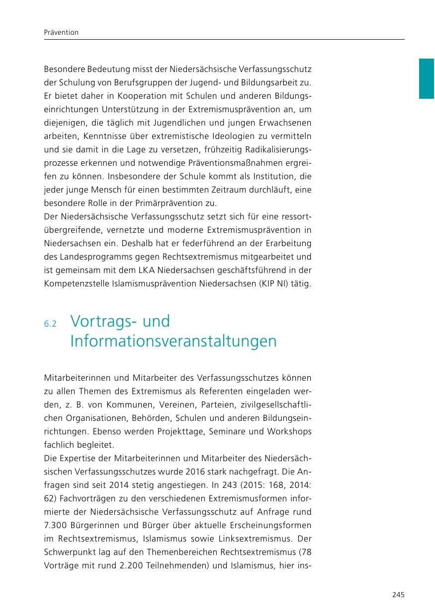 Seite 247 des Verfassungsschutzbericht 2016 Niedersachsen