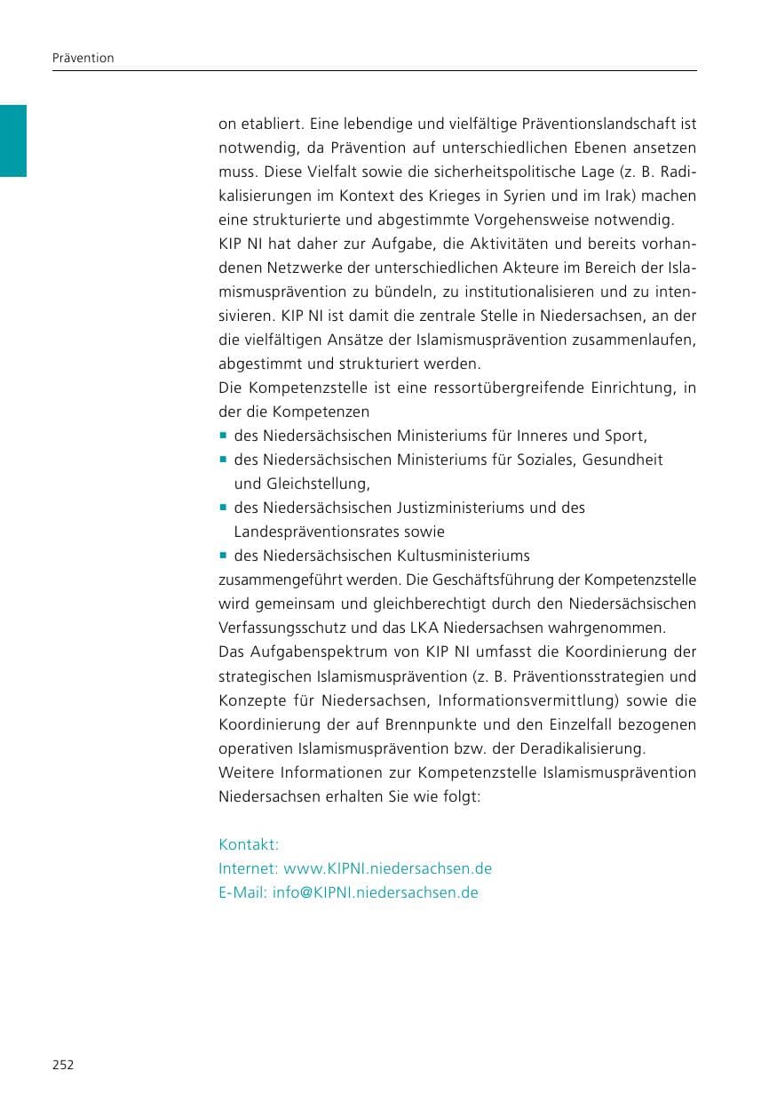 Seite 254 des Verfassungsschutzbericht 2016 Niedersachsen