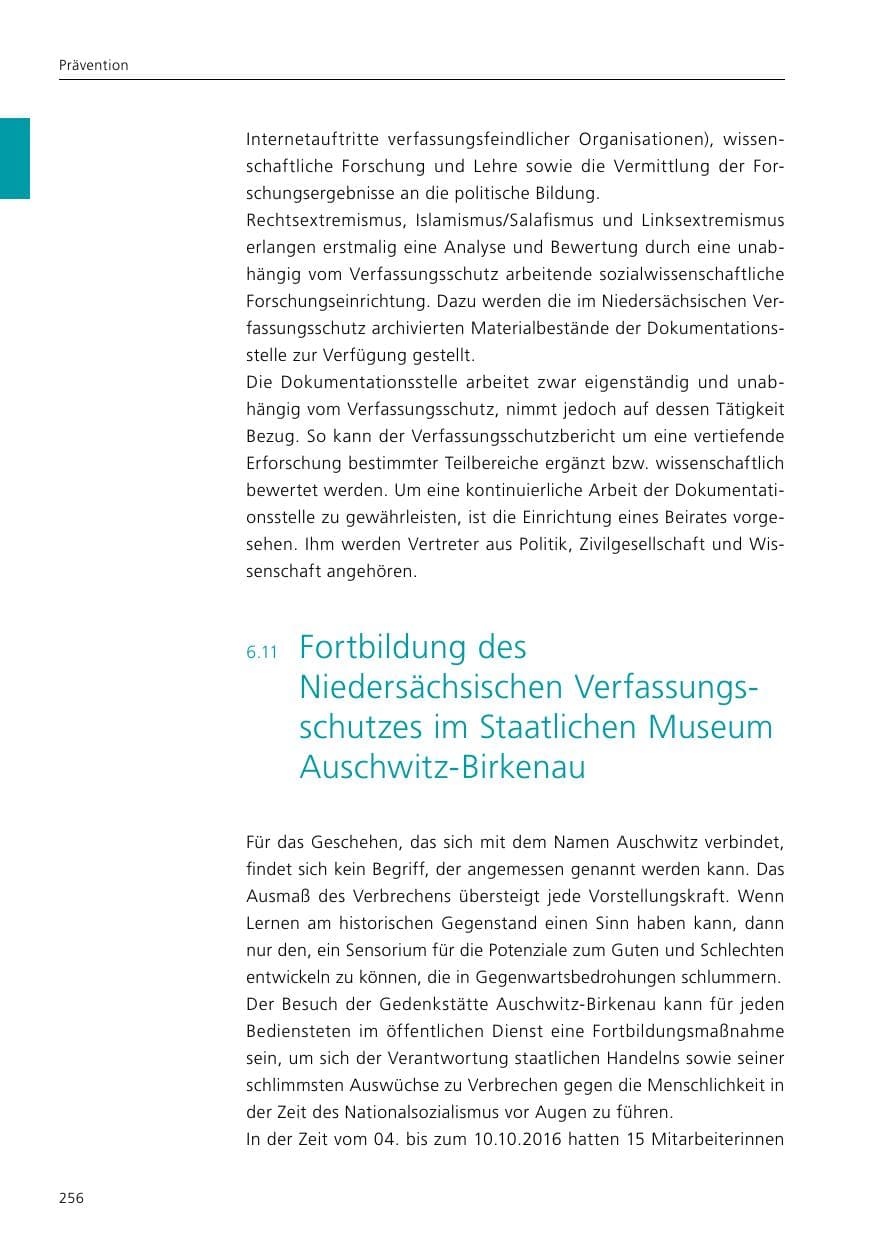 Seite 258 des Verfassungsschutzbericht 2016 Niedersachsen