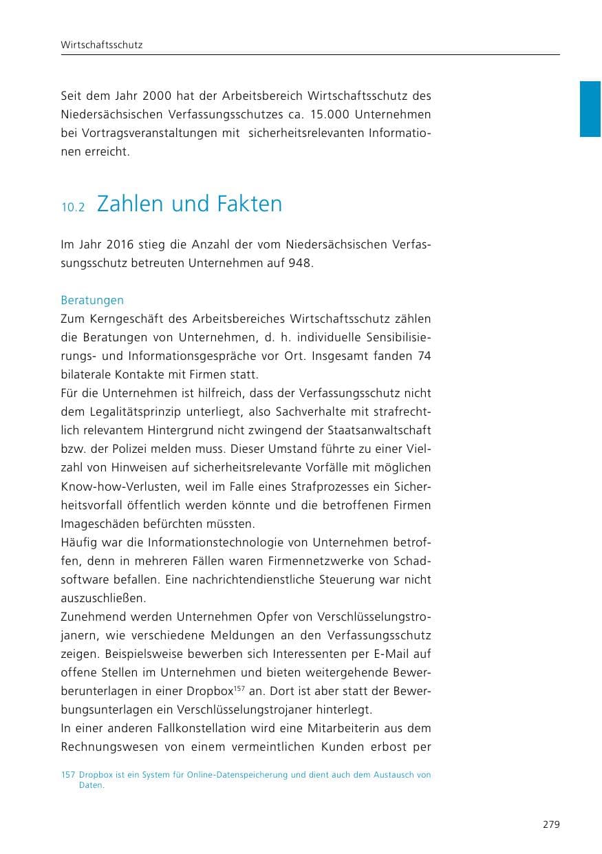 Seite 281 des Verfassungsschutzbericht 2016 Niedersachsen