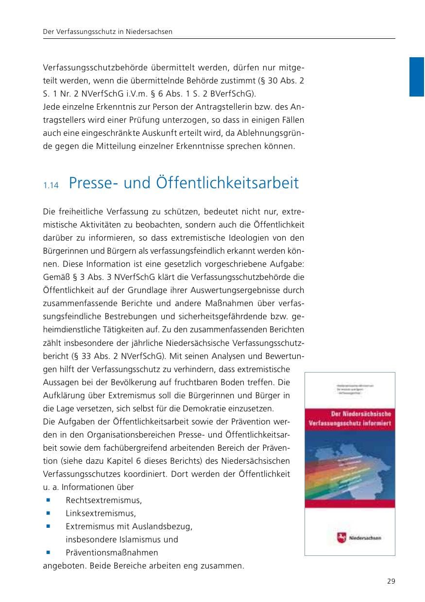 Seite 31 des Verfassungsschutzbericht 2016 Niedersachsen