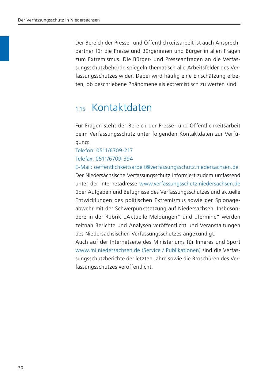 Seite 32 des Verfassungsschutzbericht 2016 Niedersachsen
