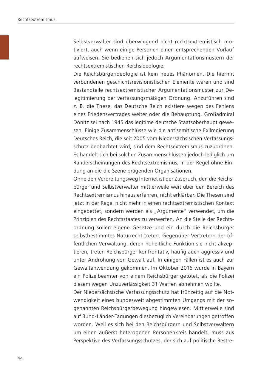 Seite 46 des Verfassungsschutzbericht 2016 Niedersachsen