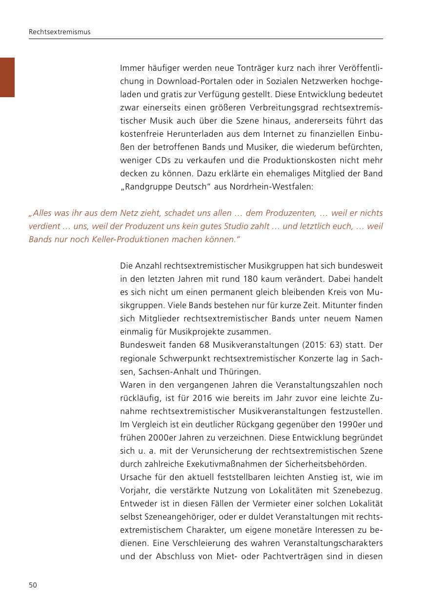 Seite 52 des Verfassungsschutzbericht 2016 Niedersachsen