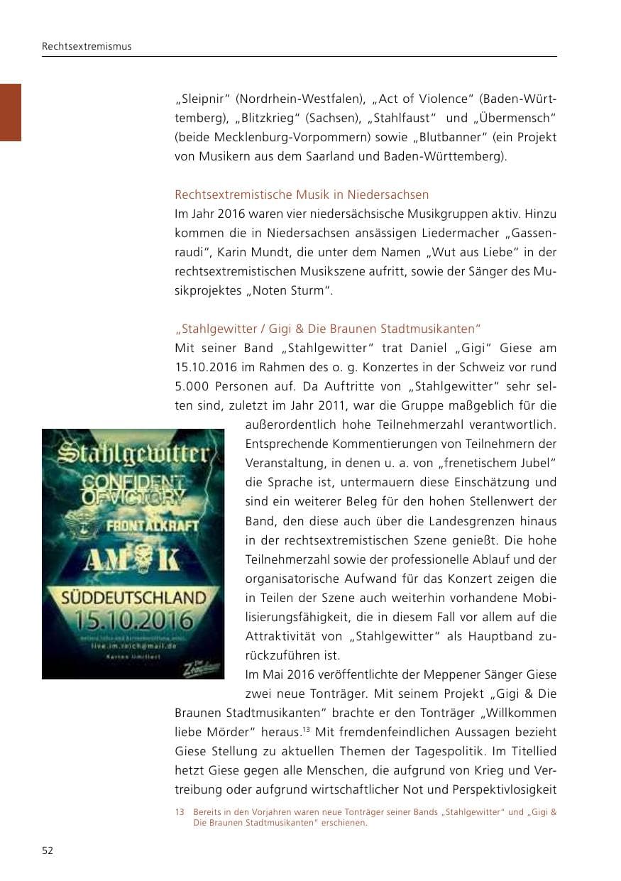 Seite 54 des Verfassungsschutzbericht 2016 Niedersachsen