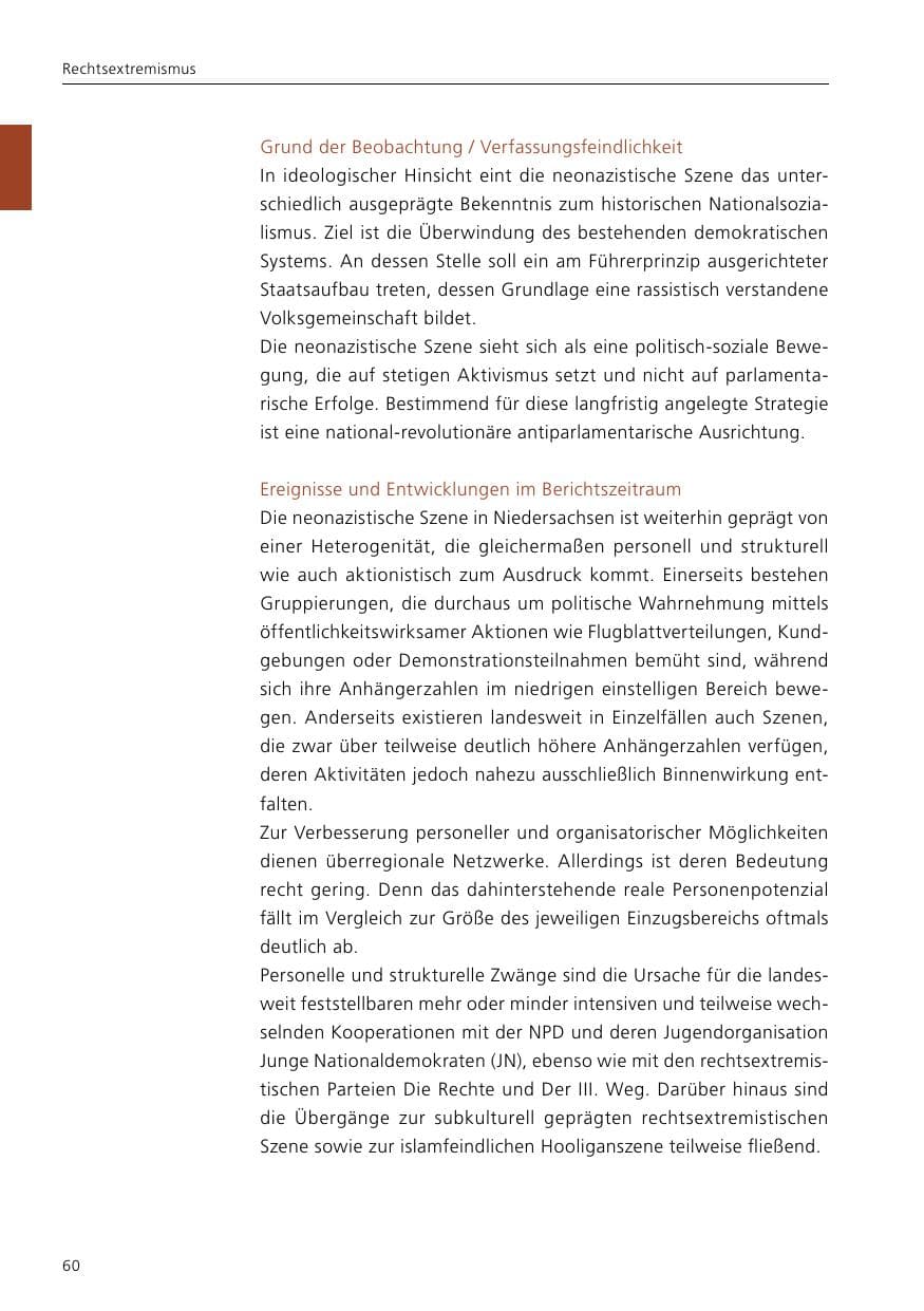 Seite 62 des Verfassungsschutzbericht 2016 Niedersachsen