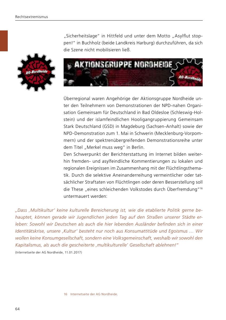 Seite 66 des Verfassungsschutzbericht 2016 Niedersachsen