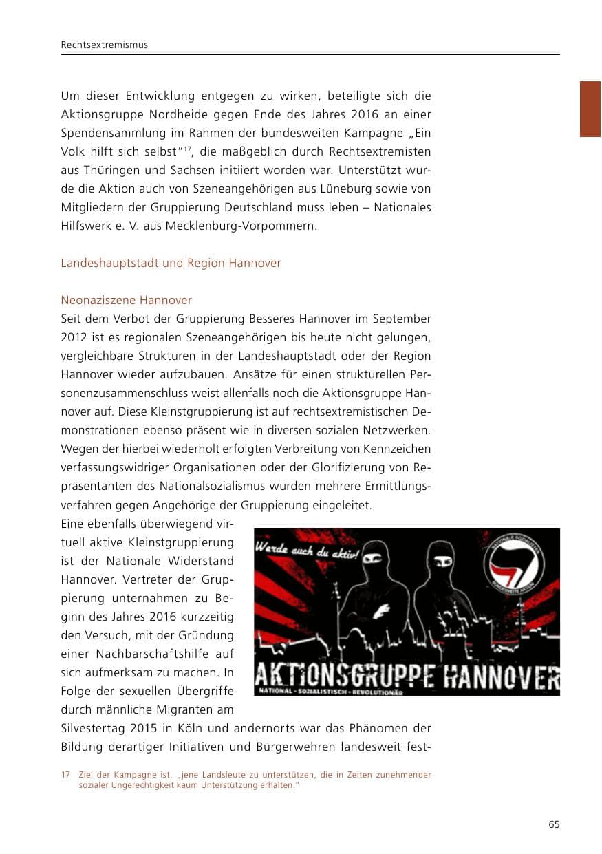 Seite 67 des Verfassungsschutzbericht 2016 Niedersachsen