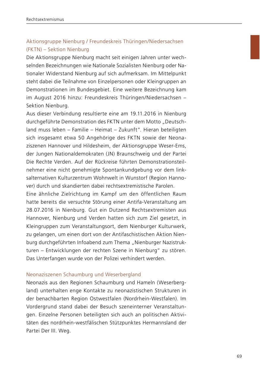 Seite 71 des Verfassungsschutzbericht 2016 Niedersachsen