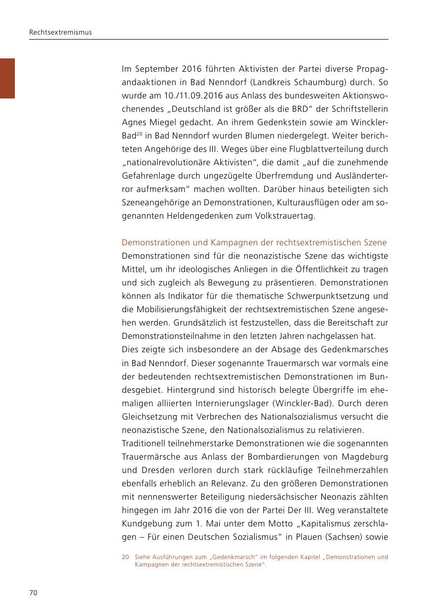 Seite 72 des Verfassungsschutzbericht 2016 Niedersachsen