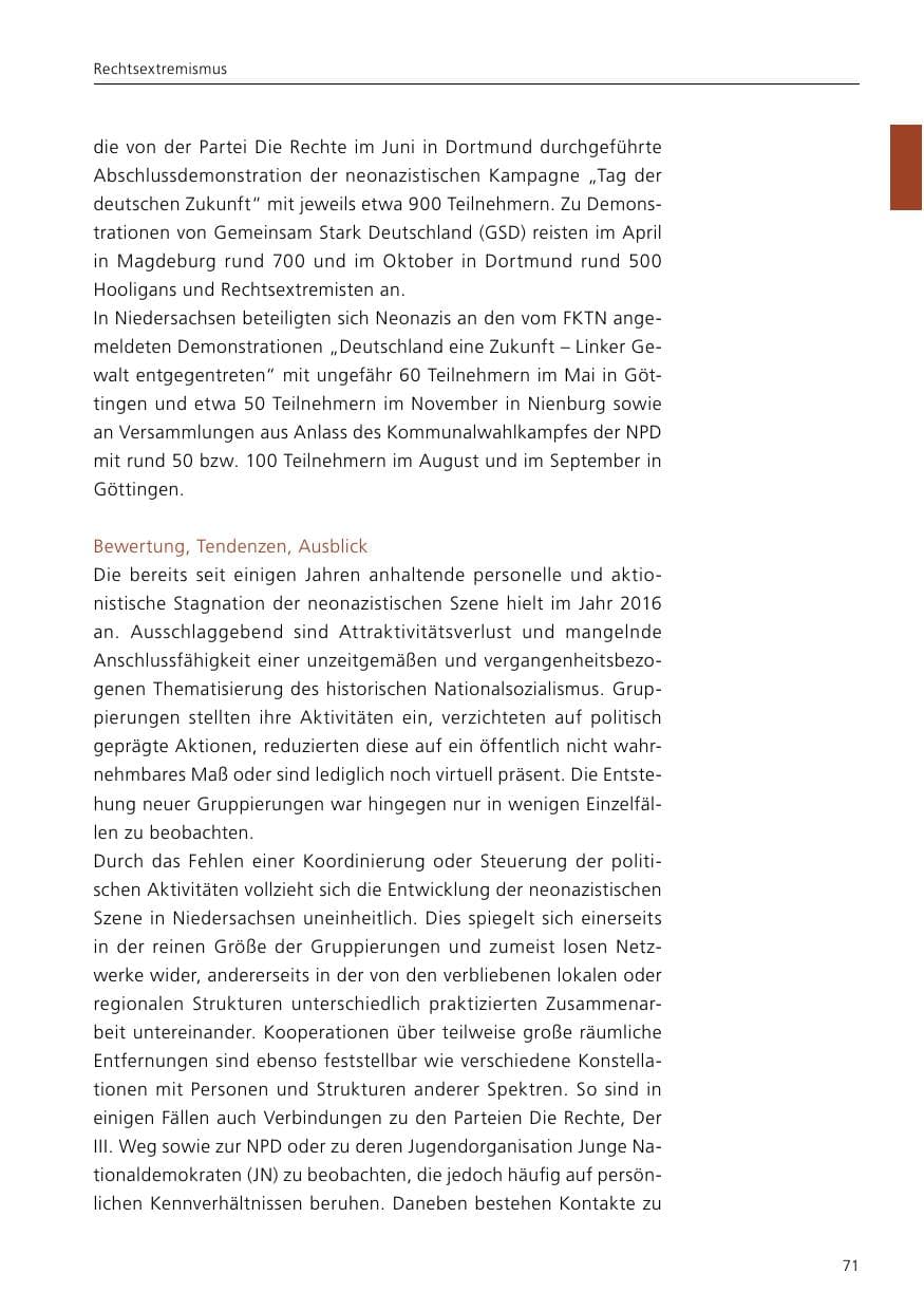 Seite 73 des Verfassungsschutzbericht 2016 Niedersachsen