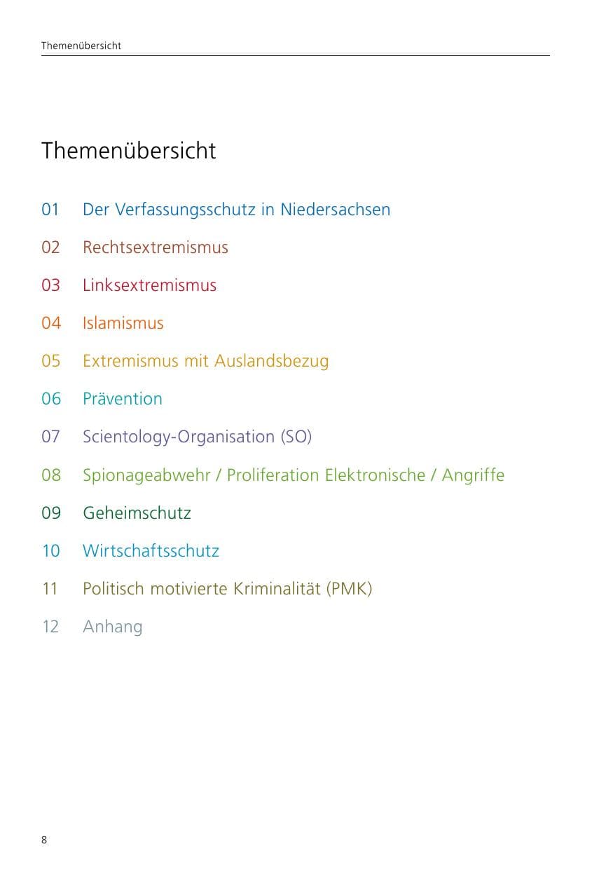 Seite 10 des Verfassungsschutzbericht 2016 Niedersachsen