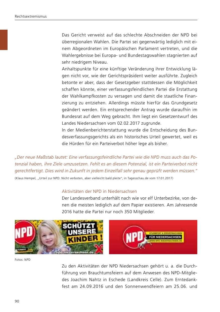 Seite 92 des Verfassungsschutzbericht 2016 Niedersachsen