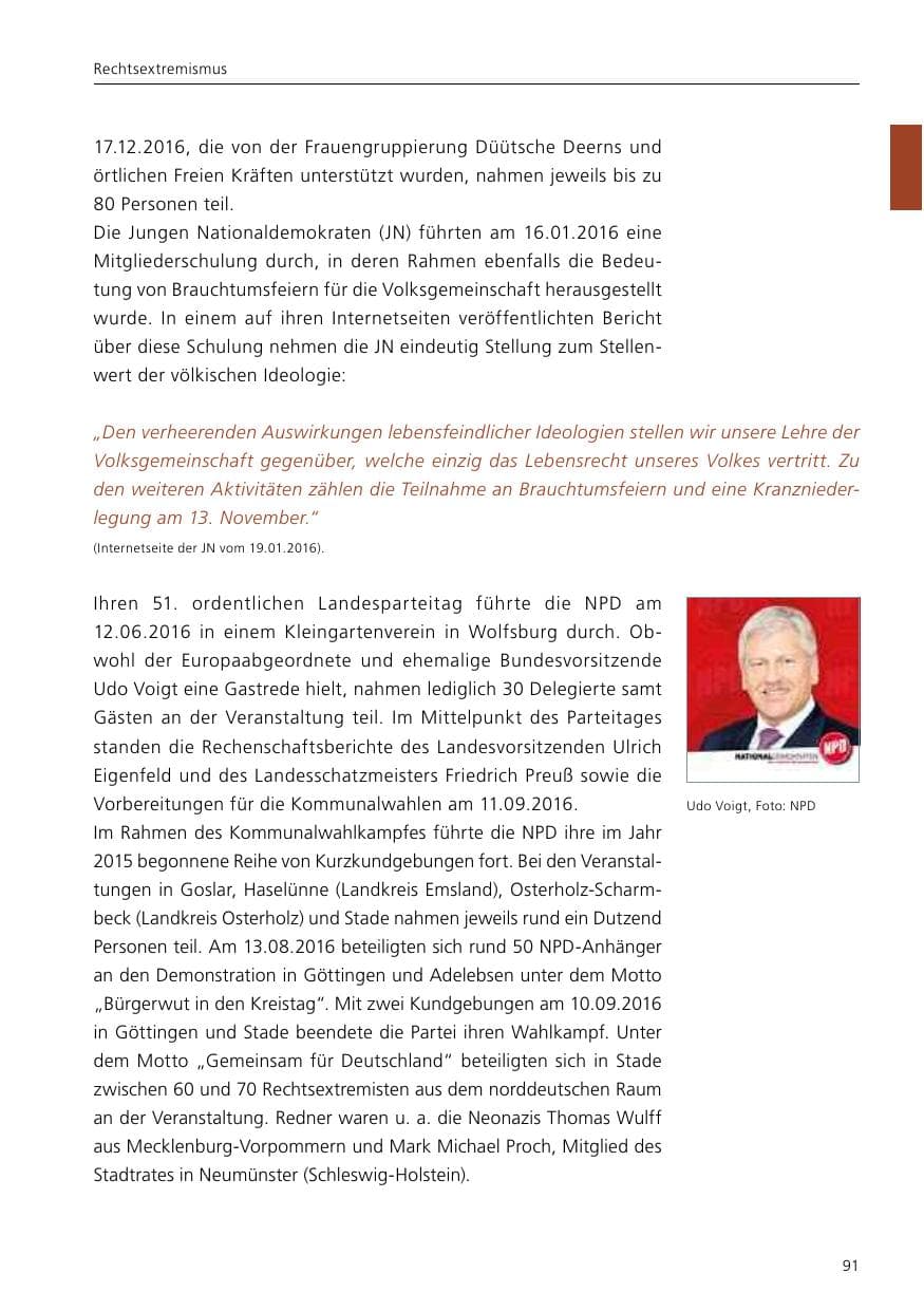 Seite 93 des Verfassungsschutzbericht 2016 Niedersachsen