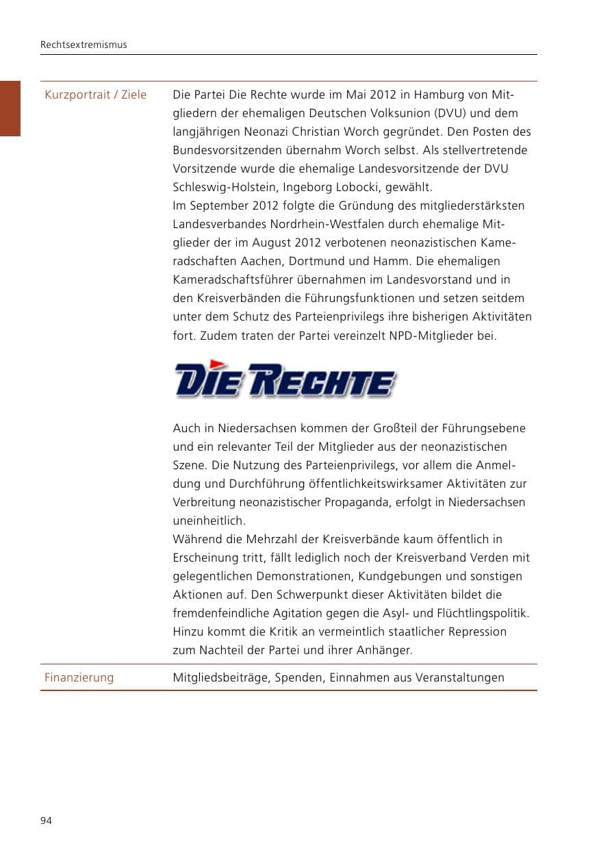 Seite 96 des Verfassungsschutzbericht 2016 Niedersachsen