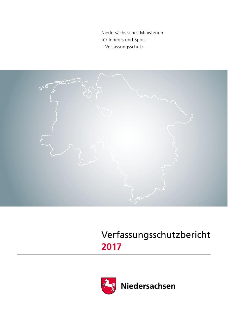 Seite 1 des Verfassungsschutzbericht 2017 Niedersachsen