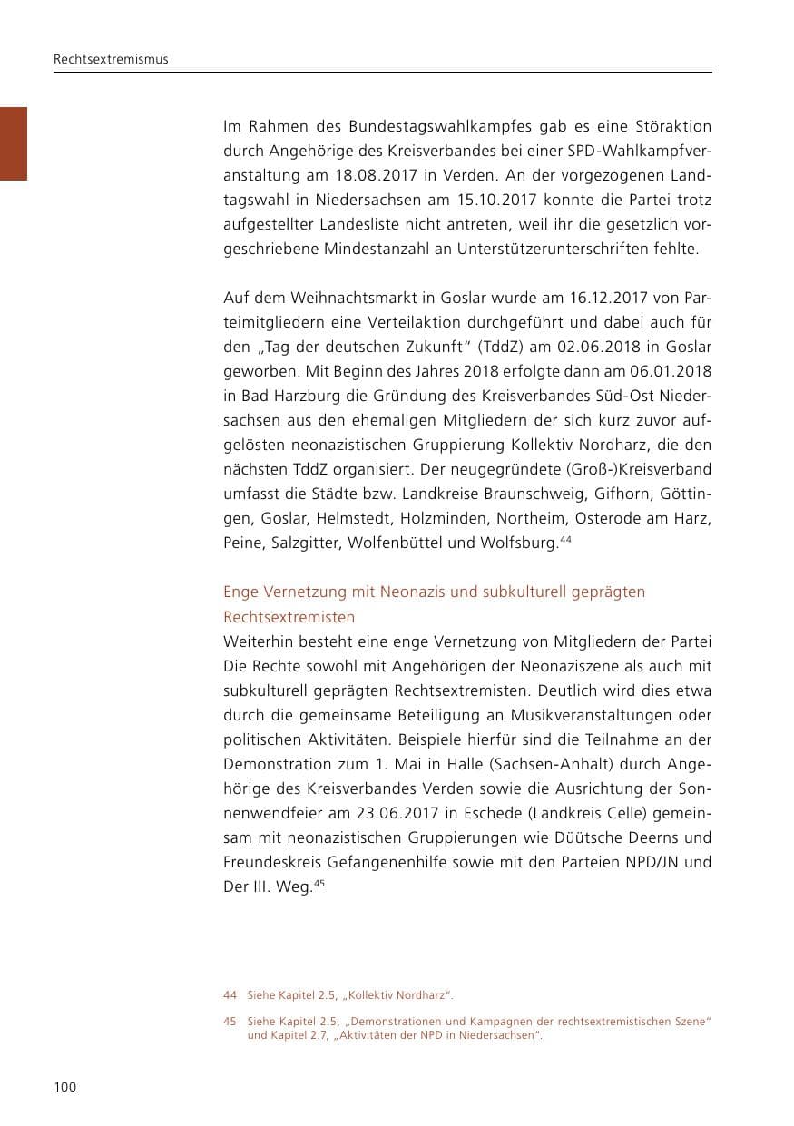 Seite 102 des Verfassungsschutzbericht 2017 Niedersachsen