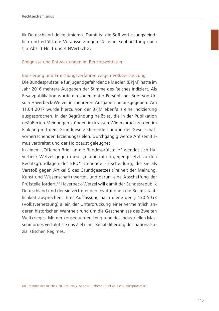 Seite 117 des Verfassungsschutzbericht 2017 Niedersachsen