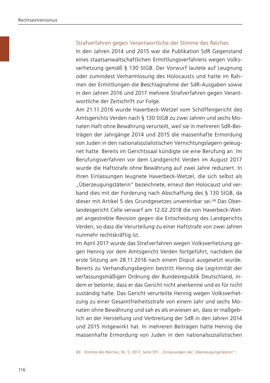 Seite 118 des Verfassungsschutzbericht 2017 Niedersachsen